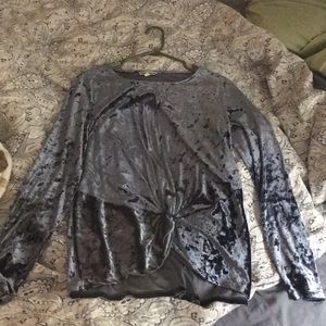 Crushed velvet long sleeve shirt